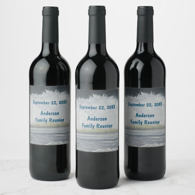 Seaside Family Reunion Ocean Annual Beach Vacation Wine Label (Bottles)