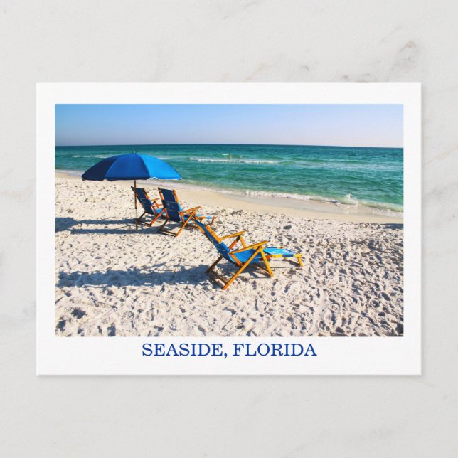 Seaside Florida Blue Beach Chairs Postcard (Front)