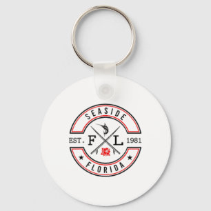 Seaside Florida Fl Retro Surfer Beach Front And Ck Key Ring