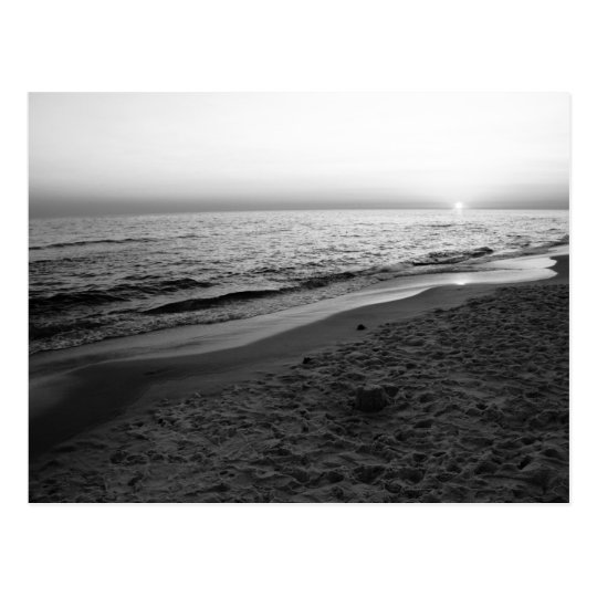 Seaside Florida sunset black & white postcard