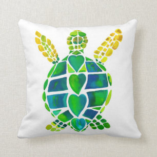 Seaside friends turtle and seahorse pillow