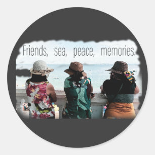 Seaside Friendship Memories Classic Round Sticker