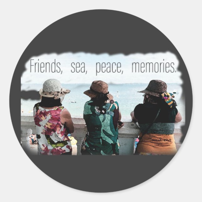 Seaside Friendship Memories Classic Round Sticker (Front)