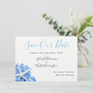 Seaside Garden Blue Floral Save the Date Cards