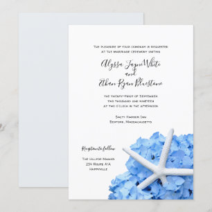 Seaside Garden Blue Hydrangea Wedding Invitation