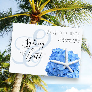 Seaside Garden Blue Hydrangeas Starfish Save The Date