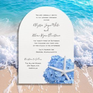 Seaside Garden Blue Wedding Arch Invitations