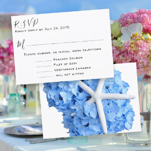 Seaside Garden Blue Wedding Menu RSVP
