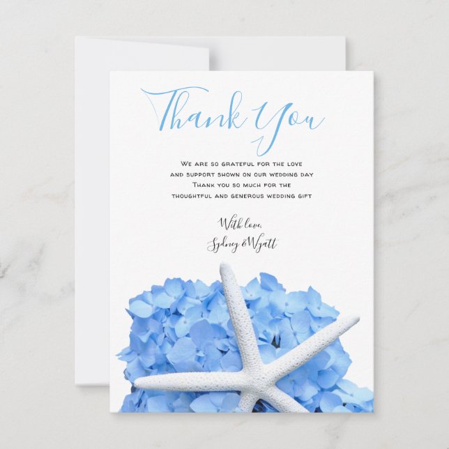 Seaside Garden Flat Newlywed Wedding Thank You Card (Front)