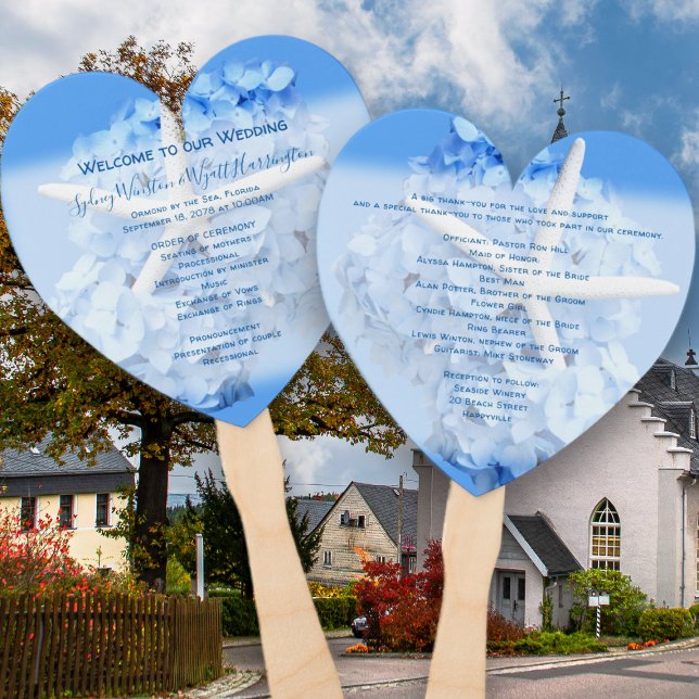 Seaside Garden Heart-Shaped Wedding Fan Program (Creator Uploaded)