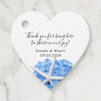 Seaside Garden Hydrangea Starfish Heart Favour Tag