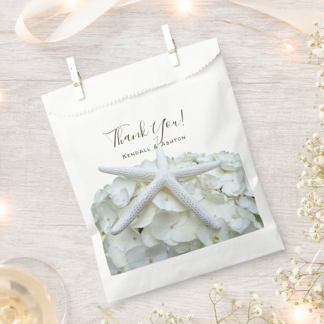 Seaside Garden Starfish Hydrangea Thank You Favour Bags (Clipped)