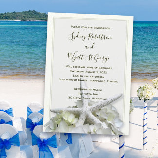 Seaside Garden Starfish Hydrangea Wedding Invitation