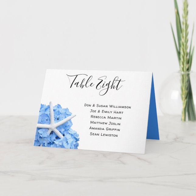 Seaside Garden Table Seating All Names Tented Card (Front)