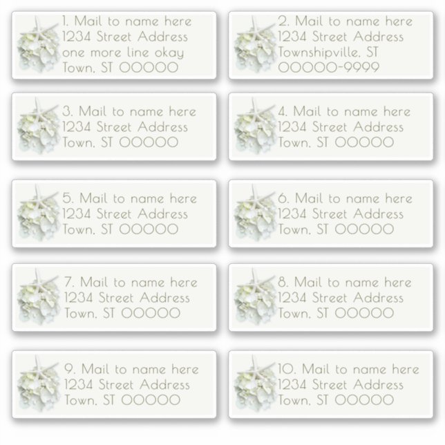 Seaside Garden Wedding Mail Individual Addresses  (Front)