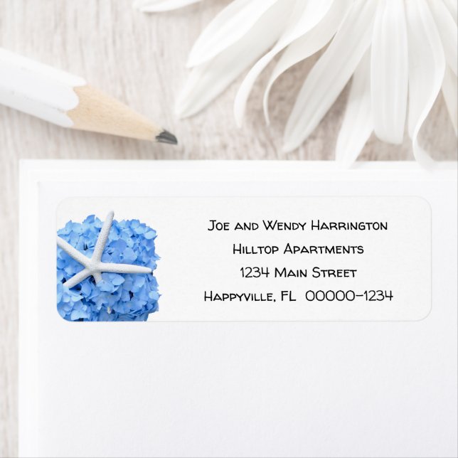 Seaside Garden White Return Address Labels (Insitu)