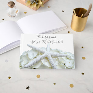 Seaside Garden White Starfish and Floral Guest Book
