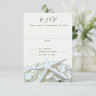 Seaside Garden White Wedding Vertical Reply Cards