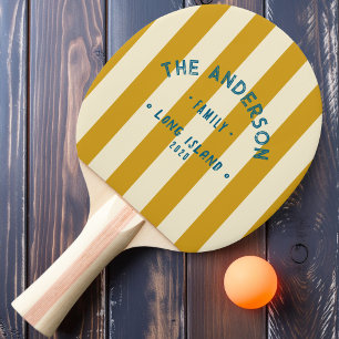 Seaside Golden Ochre Striping & Family Name Ping Pong Paddle