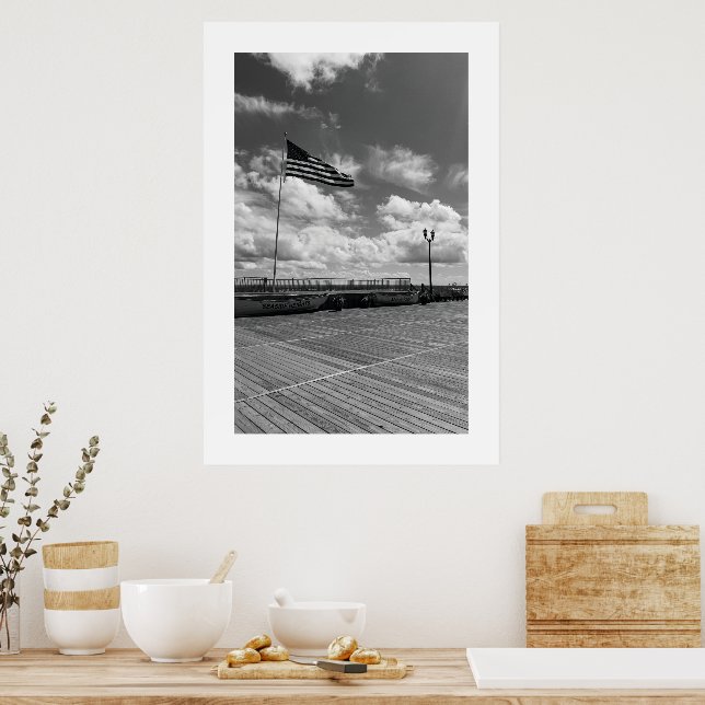 Seaside Heights Boardwalk Beach Flag Poster (Kitchen)