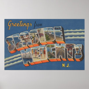 Seaside Heights, New Jersey - Large Letter Scene Poster