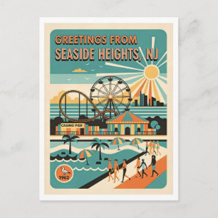 Seaside Heights NJ Retro Jersey Shore Travel Postcard