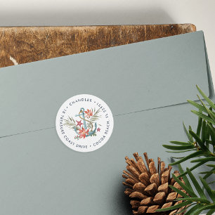 Seaside Holiday Return Address Classic Round Sticker