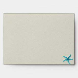 Seaside in Sand and Aqua Wedding Envelope