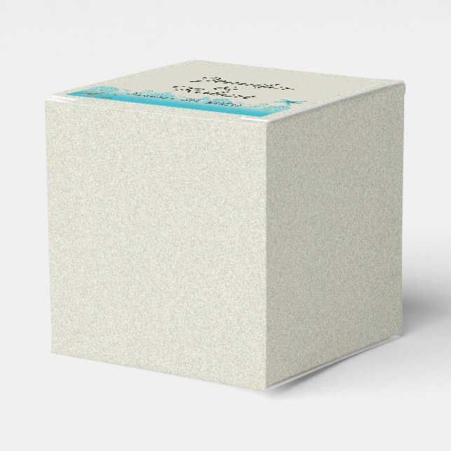 Seaside in Sand and Aqua Wedding Favour Box (Front Side)