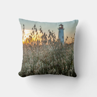 Seaside landscape at sunset cushion
