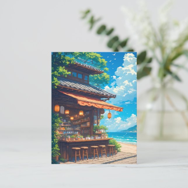 Seaside Lantern Tea House Postcard (Standing Front)
