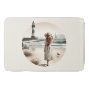 Seaside Lighthouse Stroll Bath Mat