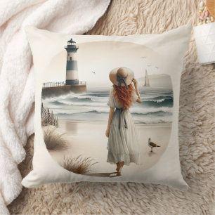 Seaside Lighthouse Stroll Cushion
