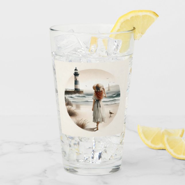 Seaside Lighthouse Stroll Glass (Back Ice)