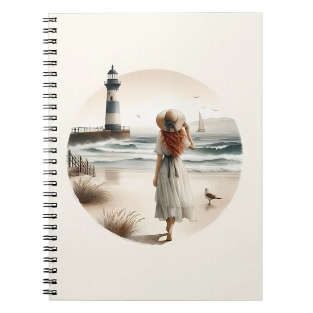 Seaside Lighthouse Stroll Notebook (Front)