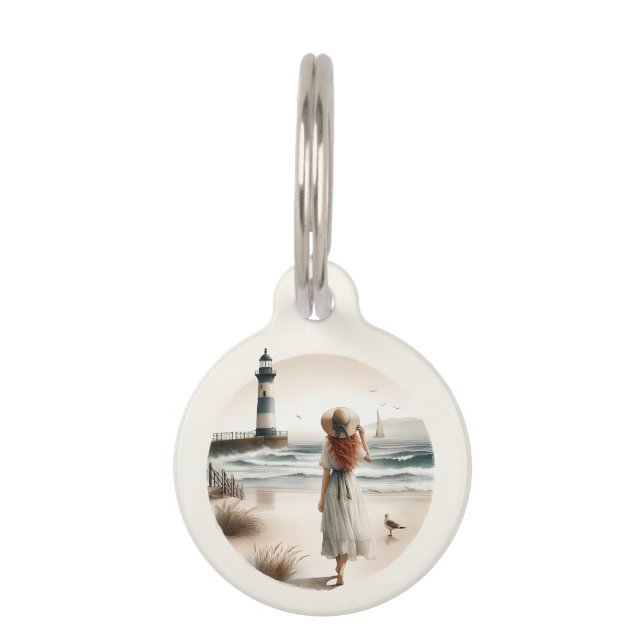 Seaside Lighthouse Stroll Pet Tag (Front)