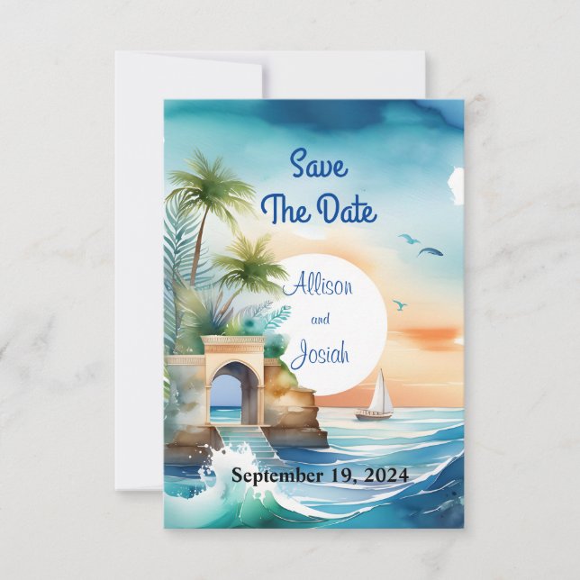 Seaside Love: Summer Beach Wedding Save the Date (Front)
