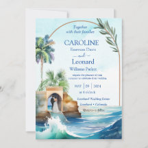 Seaside Love: Tropical Beach Wedding Invitation