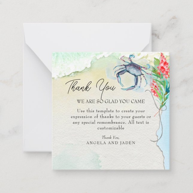 Seaside Maryland Crab Coastal Wedding Card (Front)