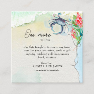 Seaside Maryland Crab Coastal Wedding Enclosure Card