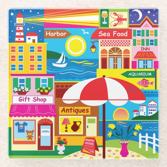 Seaside Memories Glass Coaster (Front)