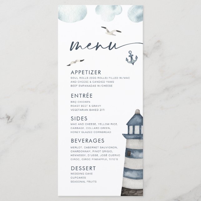 Seaside Menu (Front)