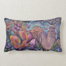 Seaside Mermaid Pillow, Soft Tones, Lumbar