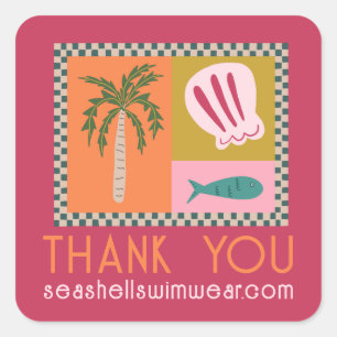 Seaside Modern THANK YOU FOR ORDER Cute CUSTOM Square Sticker