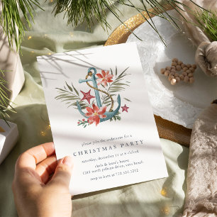 Seaside   Nautical Anchor Coastal Christmas Party Invitation