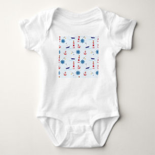 Seaside nautical themed pattern seamless wallpaper baby bodysuit