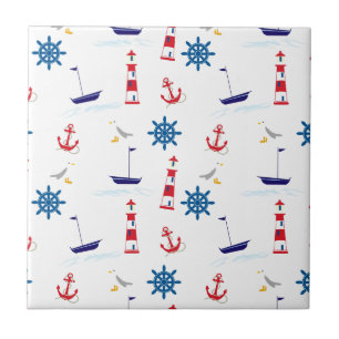 Seaside nautical themed pattern seamless wallpaper tile