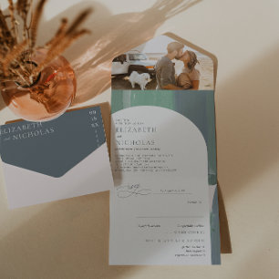 Seaside Ocean Glass   Boho Wedding All In One Invitation