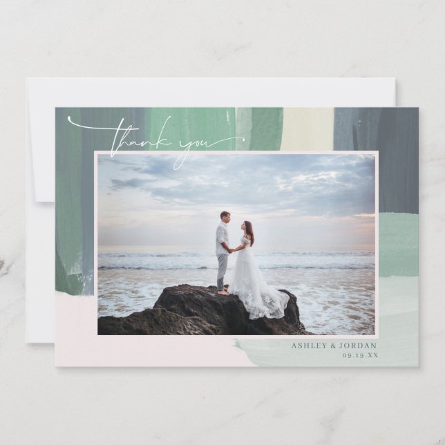 Seaside Ocean Glass | Wedding Photo Thank You (Front)