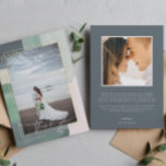 Seaside Ocean Glass | Wedding Photo Thank You Card<br><div class="desc">Elegant and simple wedding thank you template 2-sided card featuring a beautiful free-spirited script "thank you" that can be changed to any colour. Beautiful abstract paint brush strokes frame your full frame photo with additional photo and personalisation on the back. Toes in the sand, waves crashing the shore, a warm...</div>